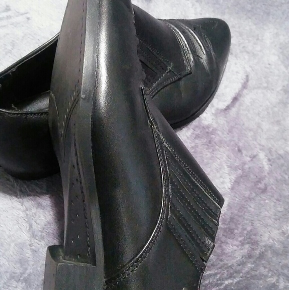 Black Leather Slip On Ankle Boot Oxford Wing Tip - Picture 8 of 8
